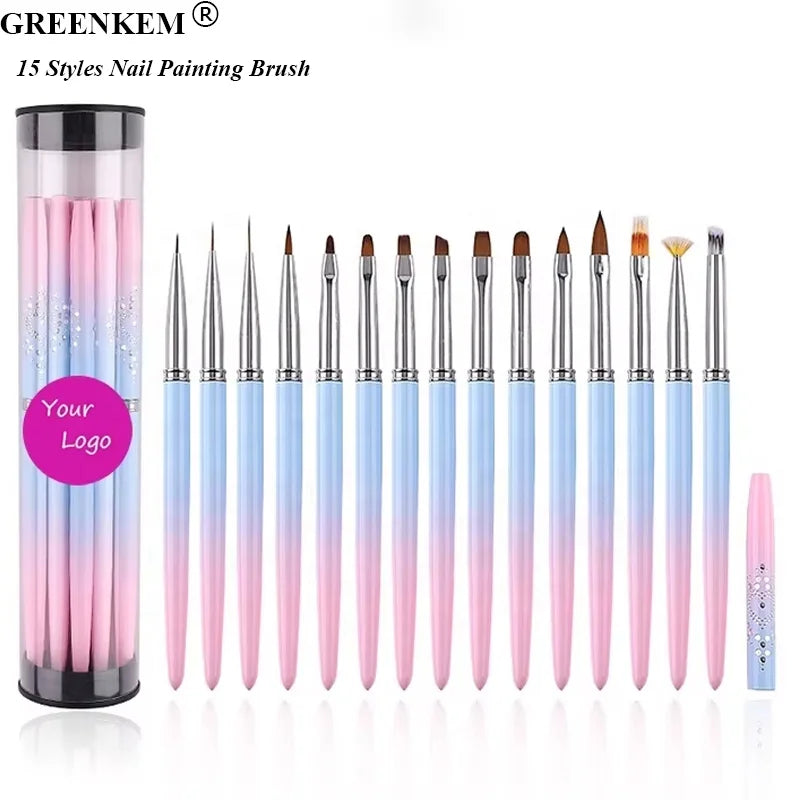 1pc 15 Size Nail Art Brush French Painting Brush Flower Design Acrylic Line Drawing Pen Nail Gel Brush