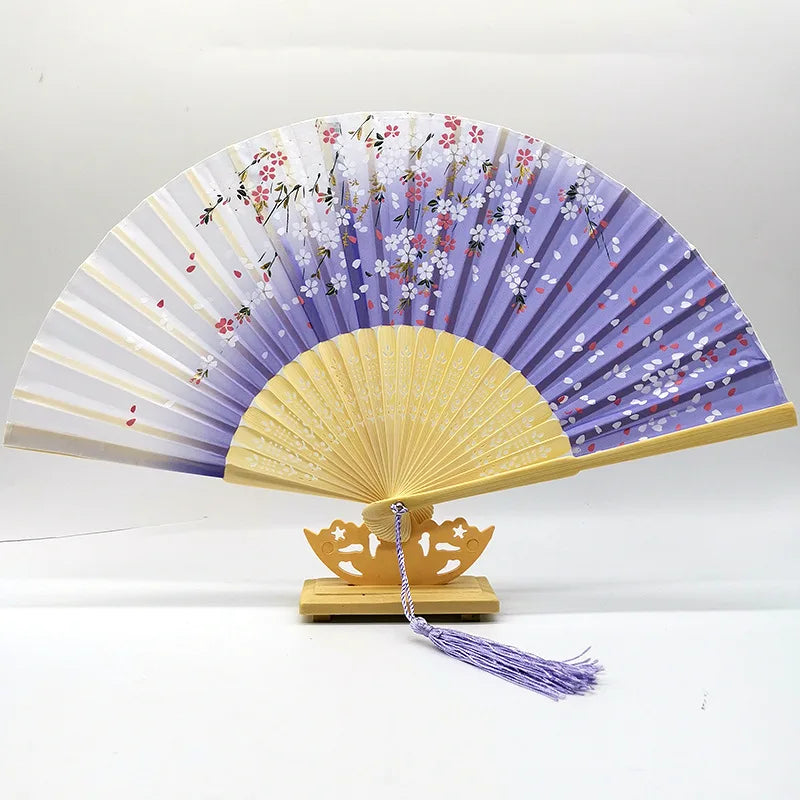 High Quality Silk Wooden Hand Fans Personalized Customized Printing Decoration Bamboo Hand Fans Hand Bamboo Fans for Gift