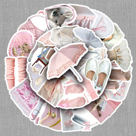 50PCS Waterproof Aesthetic Girly Bowknot Ballet Themed Dancing Sticker