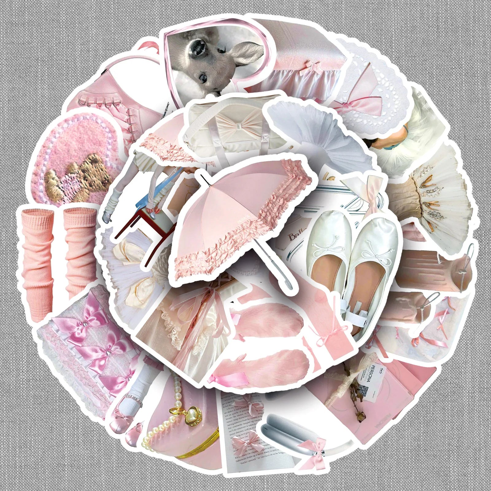 50PCS Waterproof Aesthetic Girly Bowknot Ballet Themed Dancing Sticker