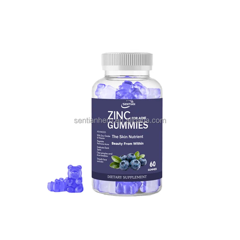 OEM Zinc for Acne Mix Blueberryand Raspberry Flavored Gummies Zinc Gummies