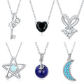 Custom S925 Sterling Silver Star & Moon Necklace - Elegant Zircon Heart Chain Fine Jewelry for Women Boho Chic Gift