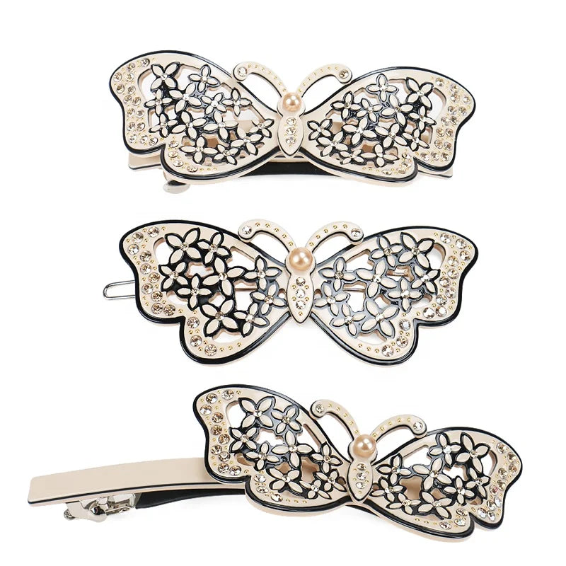 High-end Butterfly Hair Clips Luxurious Rhinestone Hair Barrette Professional Bride Hair Accessories
