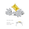 Abiding Bespoke Open Ring Yellow & White Moissanite 925 Sterling Silver Fancy Marquise & Radiant Cut Adjustable Ring for Ladies