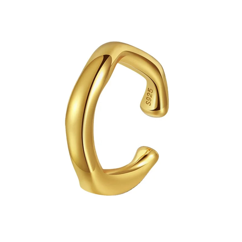RINNTIN CL09 Tassel 925 Silver Clip on Cartilage Earring Jewelry Single C Shape 14k Gold Plated Ear Cuff Earrings Wholesale