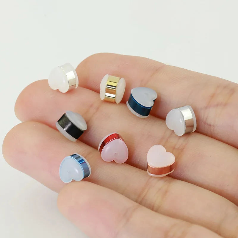 Heart Shape Earplugs Silicone Stainless Steel Double-sided love Ear Bundles Transparent Soft Silicone Earring Back Findings