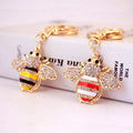Cute Crystal Honeybee Keyring Cartoon Animal Metal Key Ring Personality Rhinestone Bee Bag Car Keys Pendant