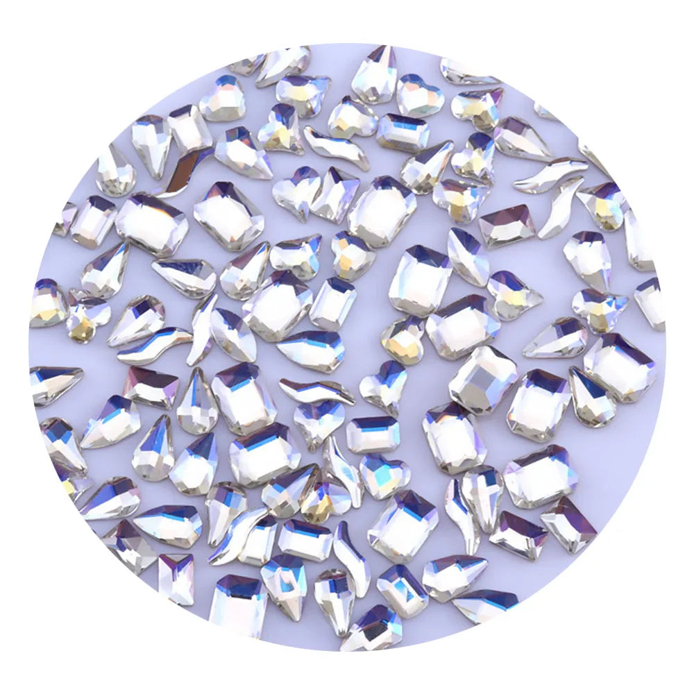 Cut Facets Mixed Shape Nail Art Rhinestones Flatback Crystal Stones for Manicure Wedding Bride Dress up 4-10mm
