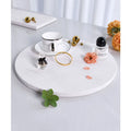 INNOVA Modern Living Room Single Tier Eco-friendly Reusable Round White Wooden Leather Storage Serving Trays for Display