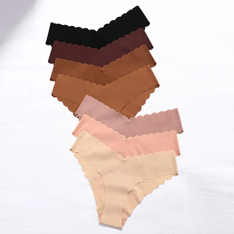 JOGOGO Wholesale Customize Wave Edge New Traceless Laser Cut Pure Color Quick Dry V Shape Waist Seamless Briefs