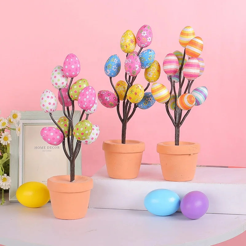 Cross-border Cartoon Printed Egg Easter DIY Table Decoration Simulation Easter Egg Pot