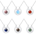 New Design Stainless Steel Fashion Moon Shaped Natural Stone Pendant Necklace Personalized Pendant Unisex's Necklace Gifts
