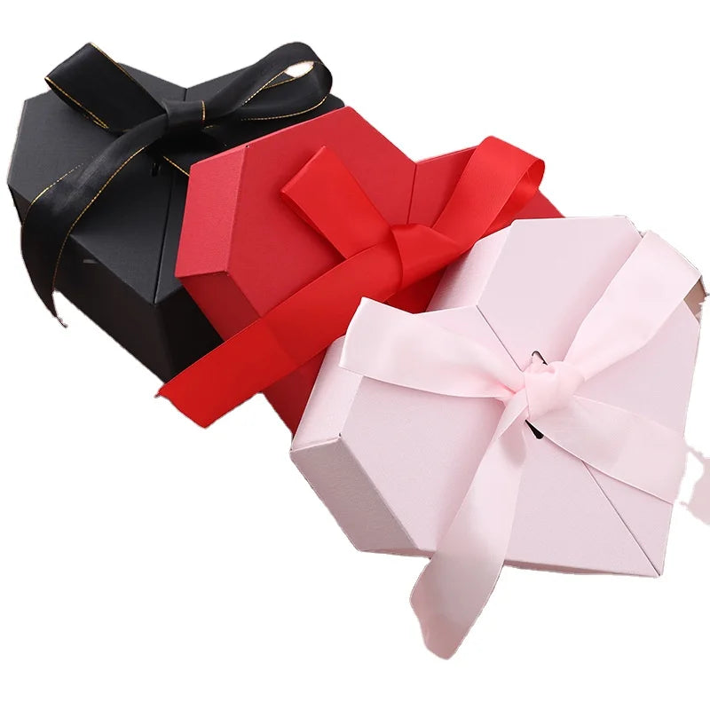 Luxury Gift Boxes Cardboard Valentines Wedding Bridesmaid Gifts Packaging Pink Heart Shaped Gift Box