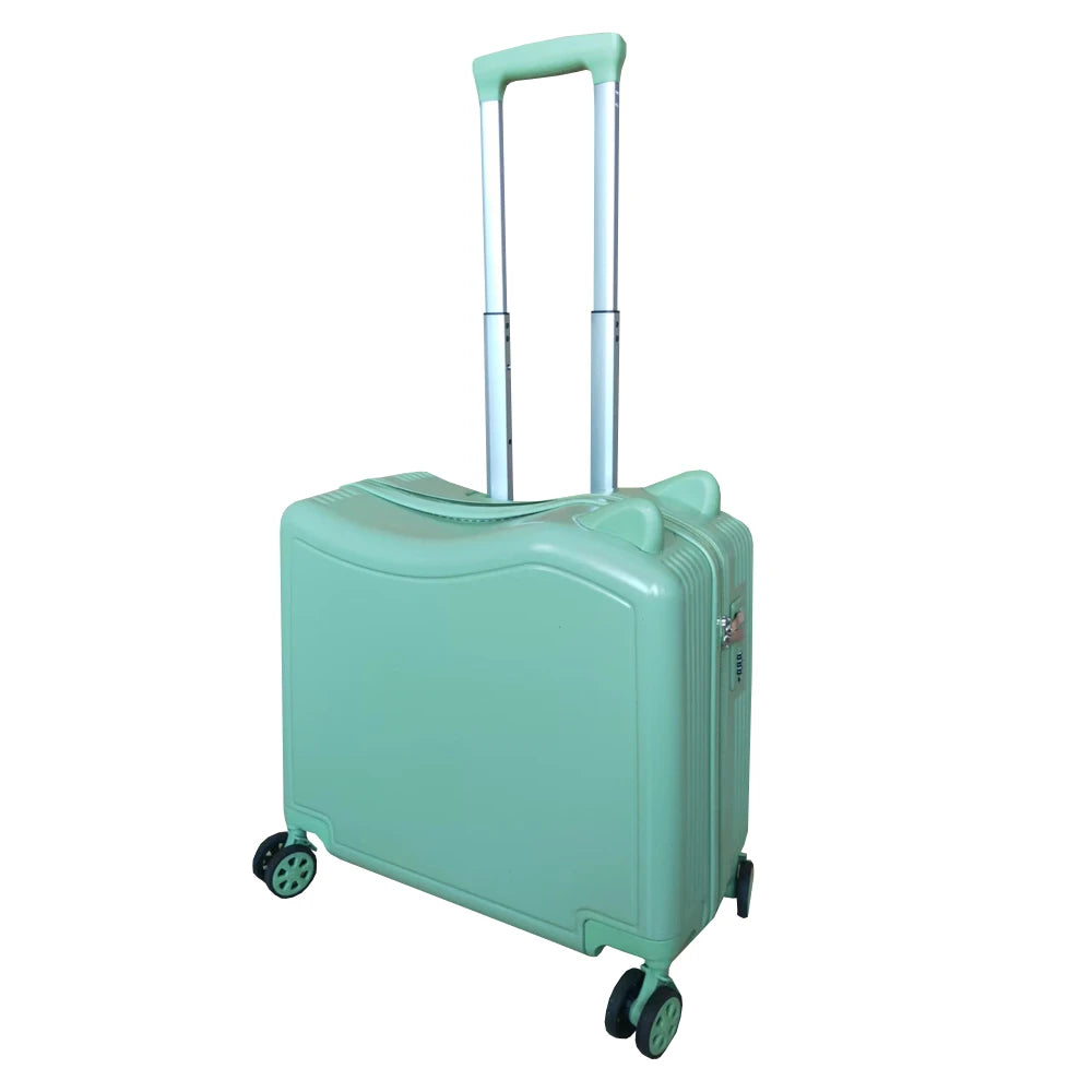 Children Travel Suitcase Girl 12 Years Old Boy Can Mount a Pull Rod Box Small 18-inch Slipped Her Password Kids Ride on Suitcase