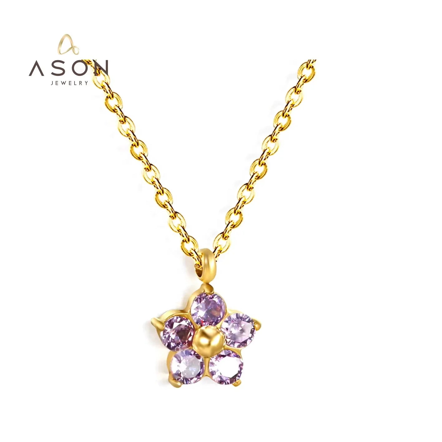 Ason New Arrival Fashion Stainless Steel Flower Shape Waterproof  Minimalist Non Tarnish   Necklace Charm Jewelry Gift Necklaces