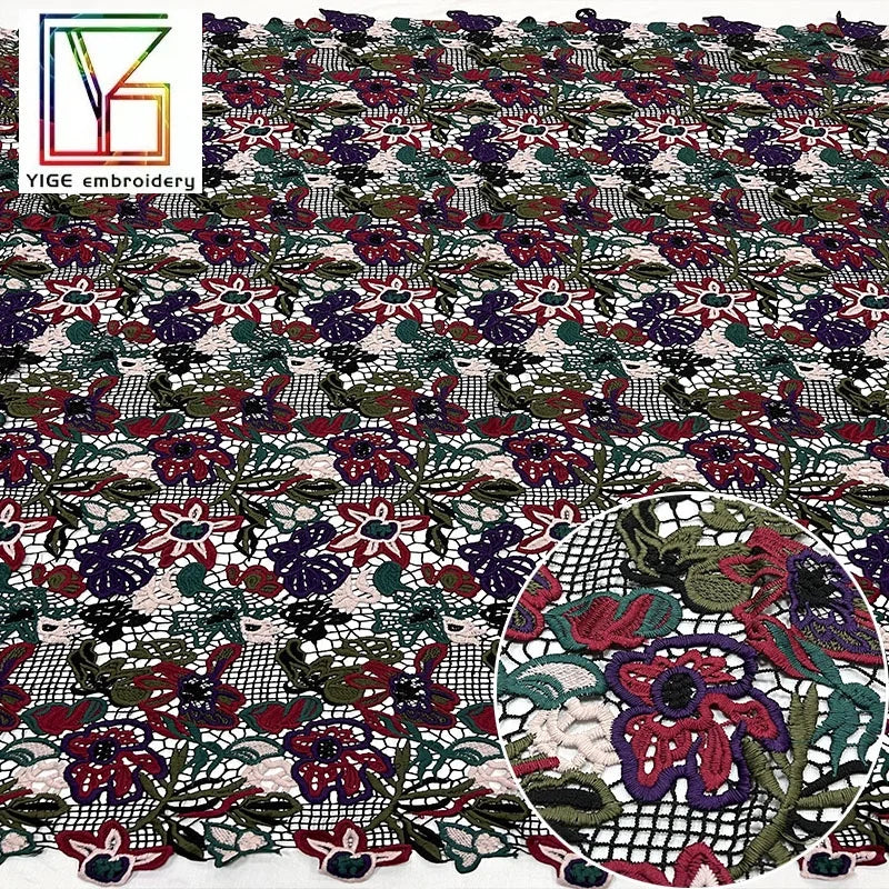 Elegant Swiss Quality Bridal Fabric Guipure Haute Couture Water Soluble African Lace Guipure Dress Embroidered Lace Fabric