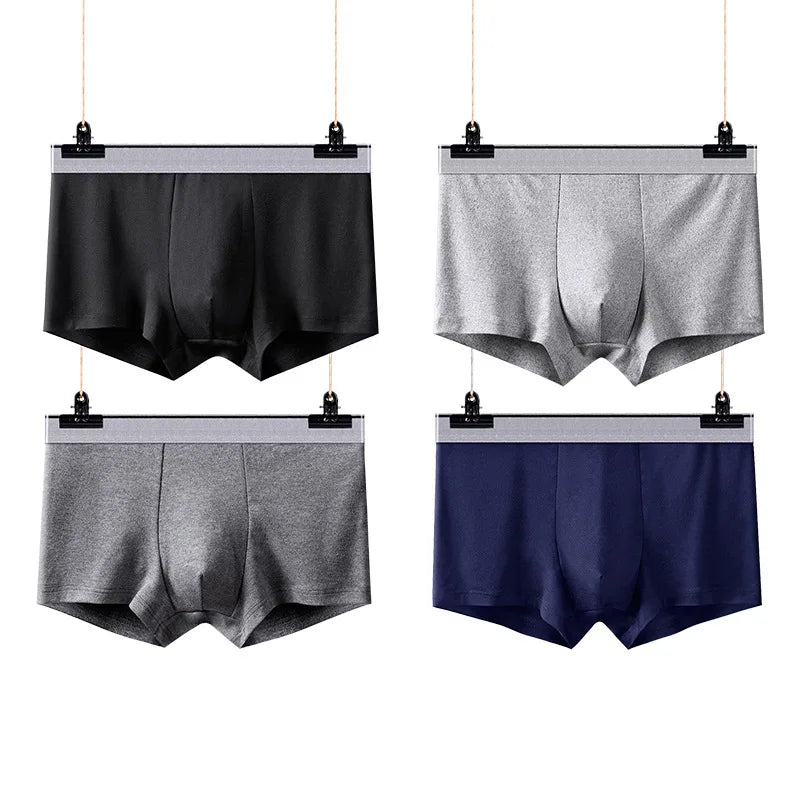 New Men's  Solid Polyester Breathable  Boxer Man Underwear