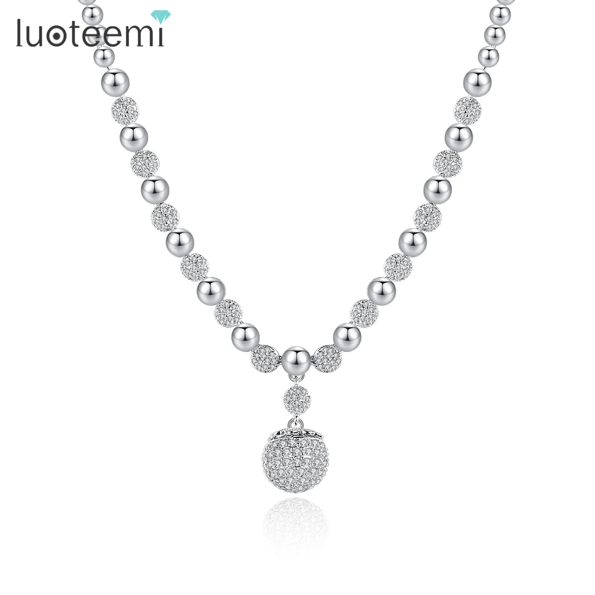 LUOTEEMI Necklace Beaded Jewelry Woman Custom Korean Cubic Zirconia Necklace Zircon Trendy Pendant & Charm