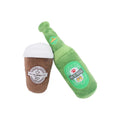 Soft Plush Coffee Cup Beer Bottle Shape Dog Chew Squeaky Toys
