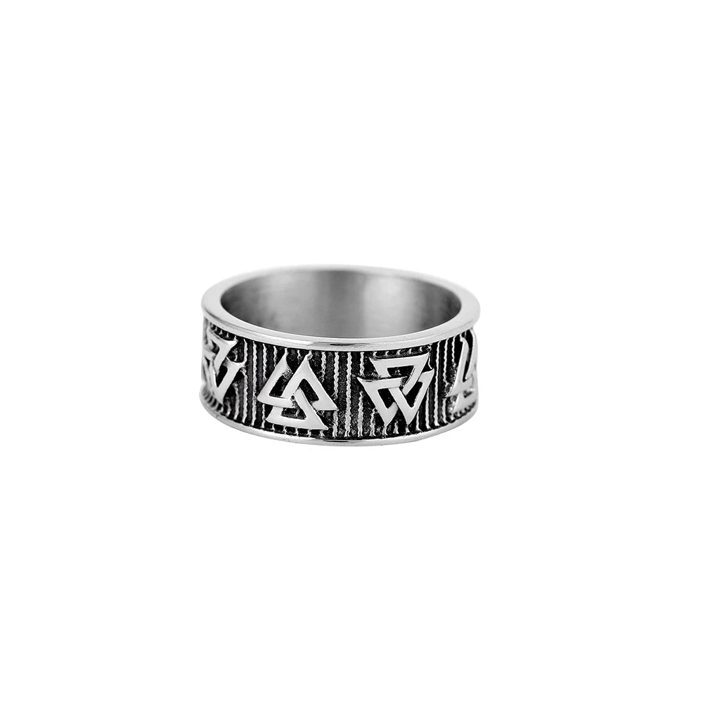 Vintage Viking Valknut Ring for Men Chunky Mythology Amulet Pagan Jewelry Triple Knot