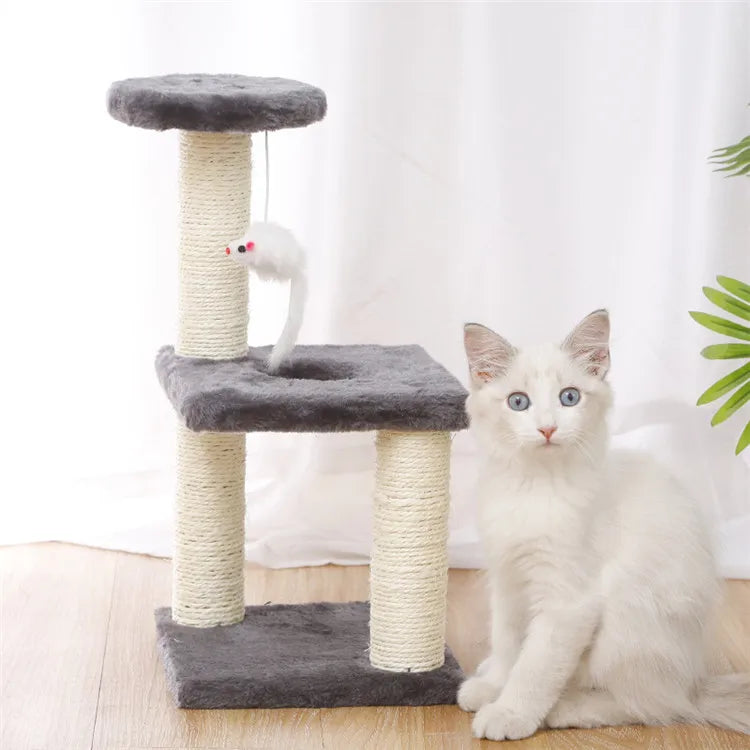 Cheap Fun Pet Supplies Wholesale Cat Scratcher Tree with Mouse Toy
