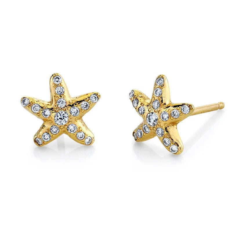 Milskye Fashion Jewellery Hypoallergenic 925silver Mini Ocean Starfish 18k Piercing Studs