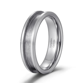 6MM Beveled Edges Polished Tungsten Blank Ring with Channel for Inlay Factory Wholesale