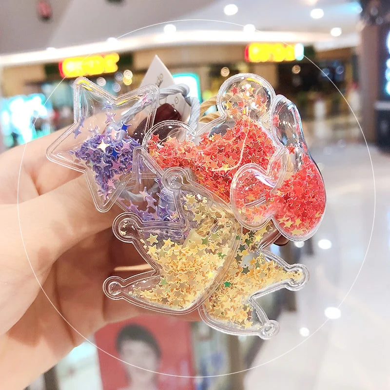 Set Cute Child Girls Princess Hair Store Bubble Mouse Ear Crown Heart Star Elastic Hair Ties Confetti Shaker Hair Band for Kids