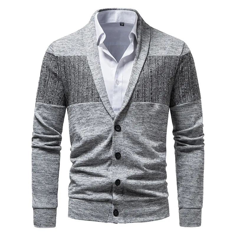 Classic Hit Color Slim Fit V-Neck Button-Up Knit Sweater Men's Cardigan 100% Polyester Breathable Spring