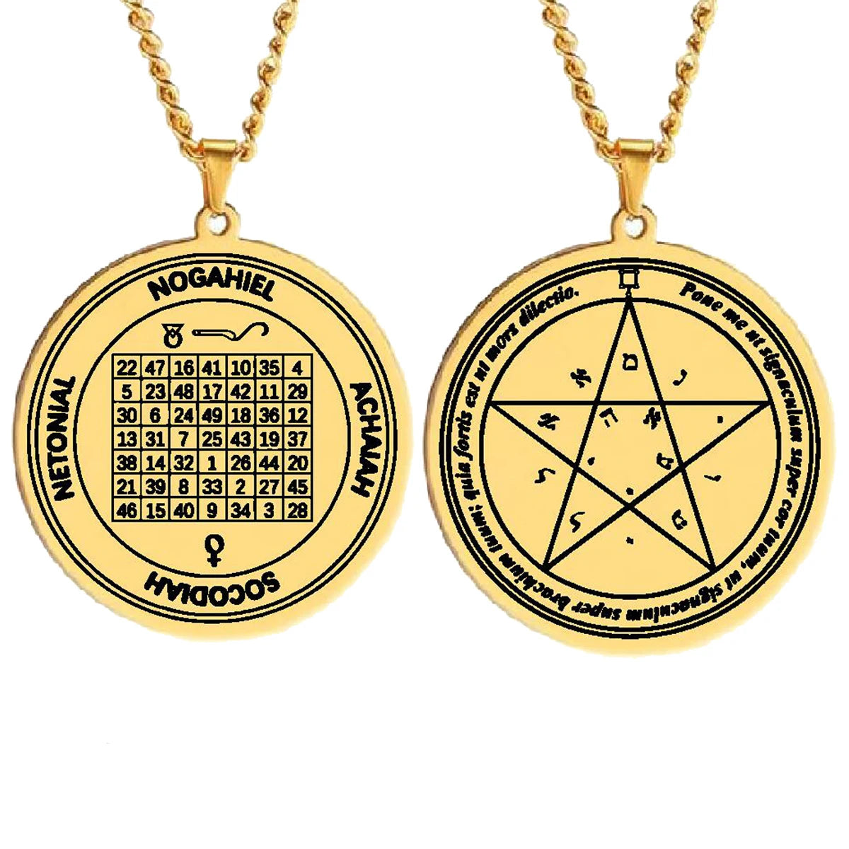 Venus Seal Esotericism Magic Square Talisman Seal King Solomon Kabbalah Amulet Carabin Wishes Stainless Steel Pendant Necklace