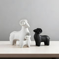 Home Decor Sheep FigurinesSmall Ceramic Animal Statues for Living Room Black and White Handmade Sculpture Ornaments