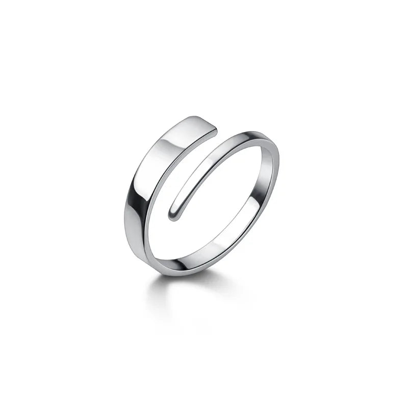 Simple Design S925 Sterling Silver Solid Geometry Finger Ring Silver Jewelry for Women J2283