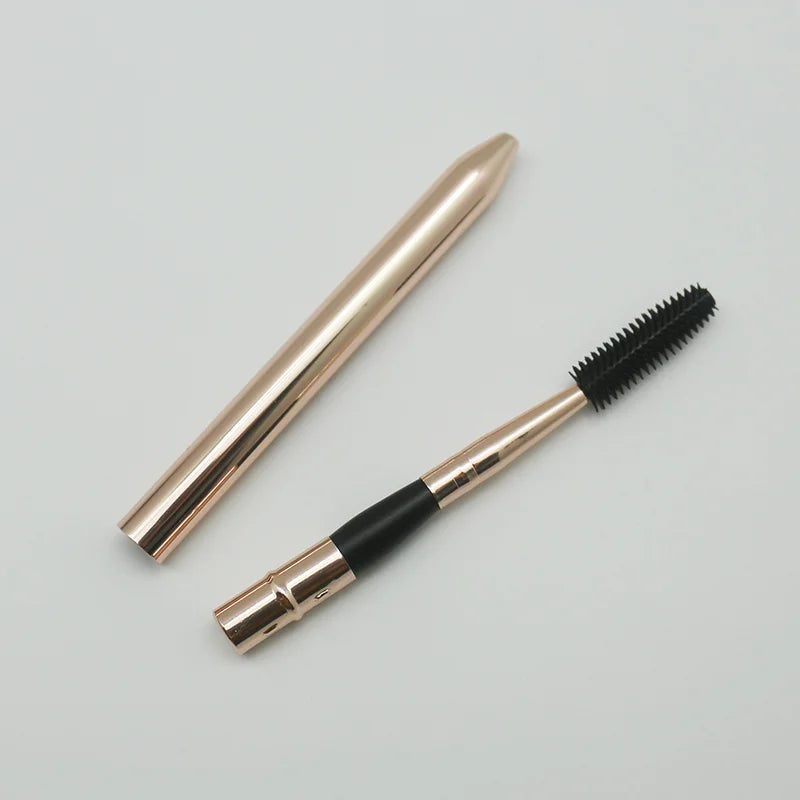 Spoolies Mascara Eyelash Brush Silicone Eye Brow Makeup Brush Lashes Wand Rose Gold Retractable Eyelash Spoolie Brush with Lid
