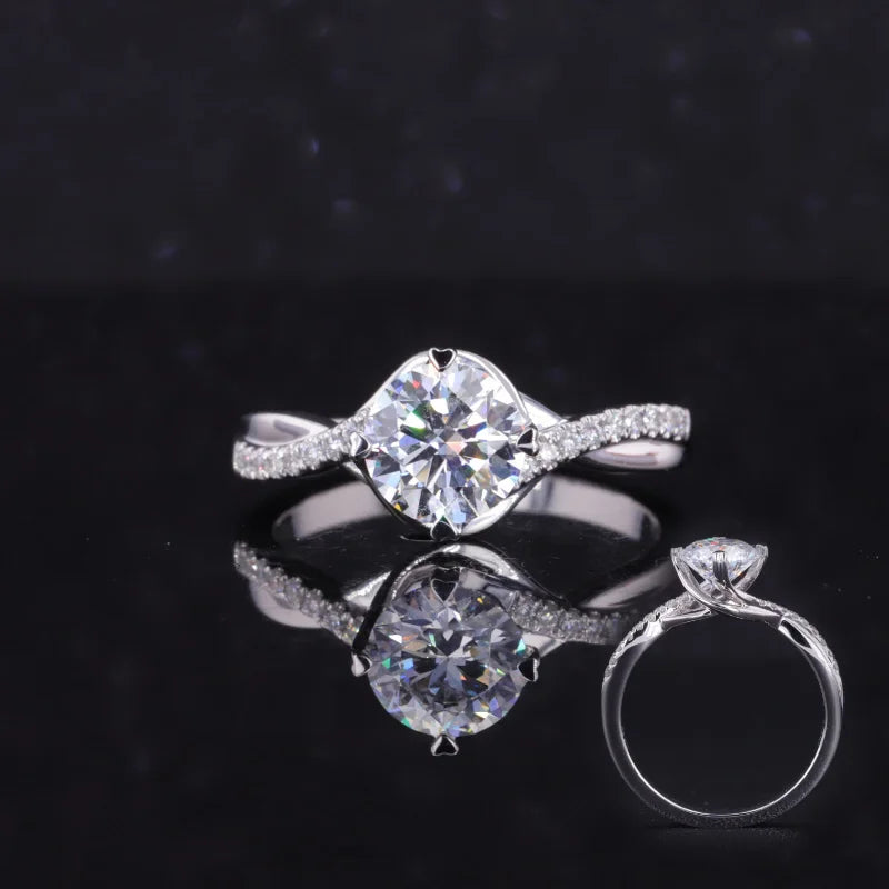Starsgem Custom Ring for Women 14K Fine Jewelry Wedding Band Round Brilliant Cut Moissanite Engagement Ring