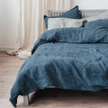 Top Home Textile Four Piece Blue 100% Flax Linen Bed Sheets Set French Flax ODM Customizable 100TC Thread Count Bedding