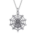 Gothic Theme Jewelry 925 Sterling Silver Oxidized Spider Pendant Necklace for Women