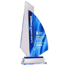 Factory Wholesale Modern Luxury Crystal Trophy with Sandblasting Customization for Promotional Gifts and Business Awards