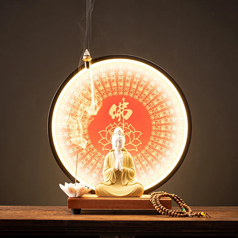Incense Sticks Natural Aroma Air Indoor Spices Sandalwood Rose Tower Ceramic Electricity Led Light Incense Burner