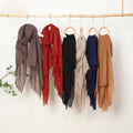 Inner Mongolia Factory Direct Autumn Winter Women's New Worsted Pure Color Pleated Cashmere Scarf Beautiful Latest Design Soft