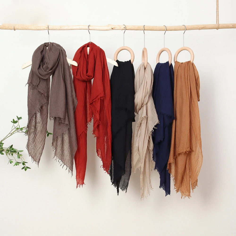 Inner Mongolia Factory Direct Autumn Winter Women's New Worsted Pure Color Pleated Cashmere Scarf Beautiful Latest Design Soft