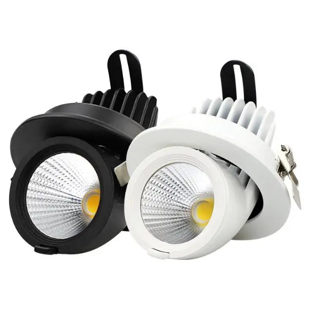 10W LED Downlight for Commercial Architecture Adjustable Gimbal Recessed Ceiling Light with COB Black Aluminum Body
