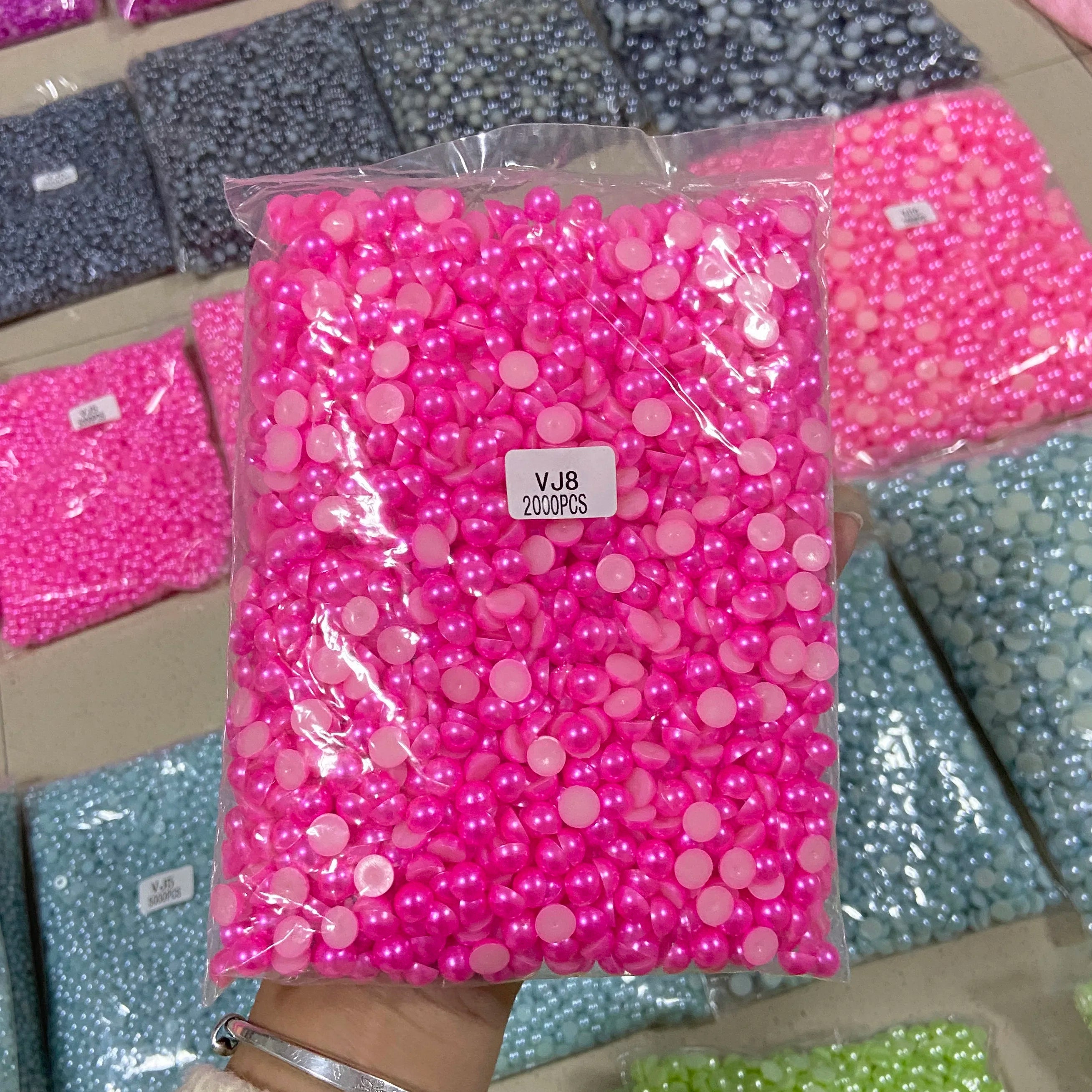 XULIN DIY 1.5mm 2mm 2.5mm 3mm 4mm 5mm 6mm 7mm 8mm Plastic ABS Half Round Flat Back Half Pearls Bead