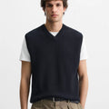 Custom Design Logo Fashionable Ribbed Cotton Knit Pullover Top  Knitwear  Golf Men Knitted Sweater Vest