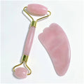 Huiying Facial Rose Quartz & Rose Quartz Jade Roller & Claw Shape Gua Sha Kit
