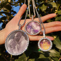 Hip Hop Round Frame Custom Jewelry Photo Necklace Iced Out CZ Cubic Zirconia Memory Pendant Circle Picture Pendant Necklace