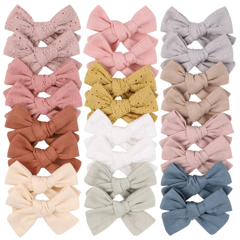 2Pcs/lot Solid Hair Bows Clips for Cute Girls Cotton Bowknot Hairpins Barrettes Kids Hair Accessories Gifts