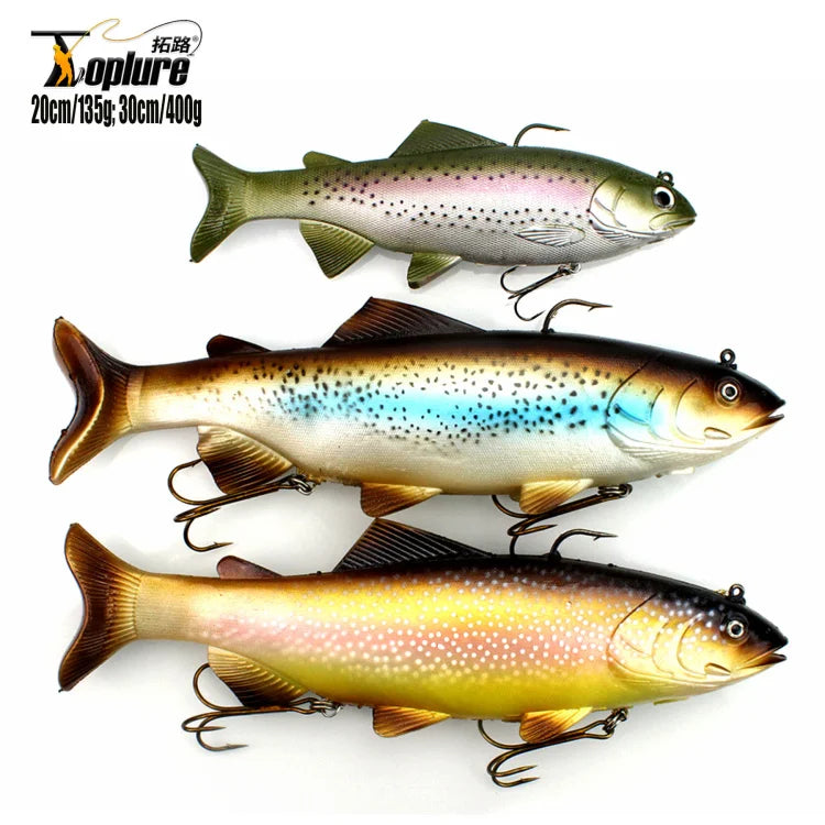 TOPLURE 135g 20cm 400g 30cm Big Soft Lure for Deep Sea Boat Fishing Trolling Lure with Lead and Through Wire Inside