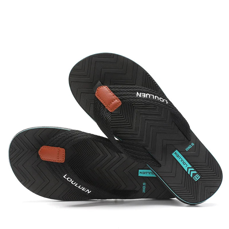 Men's Summer Classic Open Toe Flip Flops New Anti-Slip Beach Sandals with Outer Eva Material Casual Style