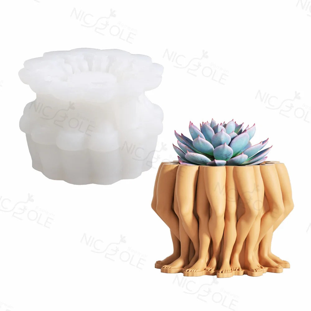 Nicole Handmade Multi Face Leg Design Eco-Friendly Resin Cement Concrete Silicone Molds for Planter Flower Pot Vase Pen Holder