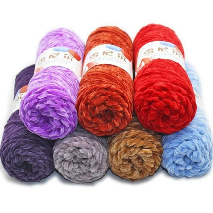 Wholesale 100Grams Soft Chenille Yarn Polyester Multicolor Velvet Yarn for Hand Knitting Crochet